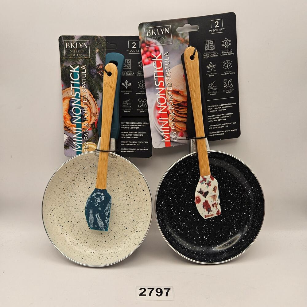 LOT OF 2 - BKLYN STEEL CO MINI FRY PAN + SPATULA NWT